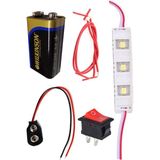 ArtMaster LED Deney Seti 1 Paket Basit Elektrik Devresi 9 Volt Pil Beyaz LED Işık Anahtar 9 Volt Pil Yatağı - Çok Renkli - Standart
