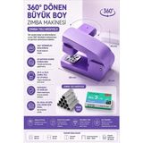 ArtMaster Lila Zımba Makinesi 24/6 1 Adet Fixpoint P-4550 Pastel Renkler Büyük Zımba Makinası ve Teli 20 25 Sayfa Dereceli Ofis - Standart