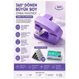 ArtMaster Lila Zımba Makinesi 24/6 1 Adet Fixpoint P-4550 Pastel Renkler Büyük Zımba Makinası ve Teli 20 25 Sayfa Dereceli Ofis