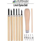 ArtMaster Linol Oyma Seti Ahşap Saplı 13 Parça 1 Paket Oyma Kesme Bıçak Seti Linol Bıçaklı Linolyum Baskı Oyma Seti - Standart - Naturel