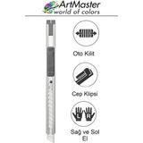 ArtMaster Maket Bıçağı Metal Cep Boy 9mm Falçata Kaymaz Kilitli Paslanmaz Dar 9mm Bıçaklı Maket Bıçağı Metal Falçata Küçük Boy - Renkli - Büyük Boy - Standart