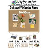 ArtMaster Mantar Pano Ahşap Çerçeve Duvara Monte 60X90 cm 1 Adet Harita Çivisi Hediyeli Dekorasyon Mantar Çerçeve Evde Okulda Büro - Naturel - Standart