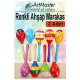 ArtMaster Marakas Renkli Ahşap 2 Li Set Çıngıraklar Eğlenceli Marakas Renkli Müzik Aksesuarları Çocuk Eğitici Oyuncak