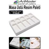 ArtMaster Masaüstü Resim Paleti 10 Hazneli 1 Adet 11X19 cm Boya Paleti Sanatsal Boyalar Için Masaüstü Palet Akrilik Boya Guaj Boya - Beyaz