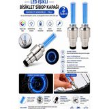ArtMaster Mavi Işıklı Sibop Kapağı 2 Li 1 Paket Fotosel Haraket Sensörlü LED Işık Bisiklet Araba Motor Tekerlek Lastik - Standart
