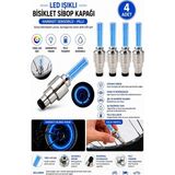 ArtMaster Mavi Işıklı Sibop Kapağı 4 Lü 1 Paket Fotosel Haraket Sensörlü LED Işık Bisiklet Araba Motor Tekerlek Lastik - Standart