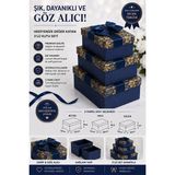 ArtMaster Mavi Sarı Hediye Kutusu Dikdörtgen 3 Lü 1 Paket K-0974 Boş Hediye Kutusu Sevgiliye Özel Kurdelalı Karton Hatıra Kutu - Lacivert - Standart
