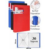 ArtMaster Mavi Siyah Kırmızı Sunum Dosyası 30 Lu 3 Adet Poşet Dosyalı Katalog Dosyası 30 Poşetli Kendinden Dosya Plastik Kapaklı - Standart