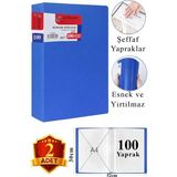 ArtMaster Mavi Sunum Dosyası 100 Lü 2 Adet Poşet Dosyalı Katalog Dosyası 100 Poşetli Kendinden Dosya Plastik Kapaklı - Standart