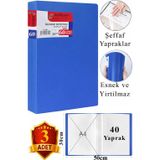 ArtMaster Mavi Sunum Dosyası 60 lı 3 Adet Poşet Dosyalı Katalog Dosyası 60 Poşetli Kendinden Dosya Plastik Kapaklı
