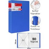 ArtMaster Mavi Sunum Dosyası 80 Li 1 Adet Poşet Dosyalı Katalog Dosyası 80 Poşetli Kendinden Dosya Plastik Kapaklı - Standart