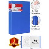 ArtMaster Mavi Sunum Dosyası 80 Li 3 Adet Poşet Dosyalı Katalog Dosyası 80 Poşetli Kendinden Dosya Plastik Kapaklı - Siyah - Standart