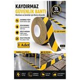 ArtMaster Merdiven Kaydırmaz Bant Sarı Siyah 25mm 1 Adet Mas Güvenlik Uyarı Bandı 15 Metre 2.5 Cm Yapışkanlı Basamak Mermer Beton