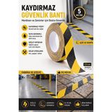 ArtMaster Merdiven Kaydırmaz Bant Sarı Siyah 25MM 1 Adet Mas Güvenlik Uyarı Bandı 5 Metre 2.5 cm Yapışkanlı Basamak Mermer Beton - Sarı - Siyah - 25mm x 5 metre - Standart