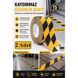 ArtMaster Merdiven Kaydırmaz Bant Sarı Siyah 25MM 2 Adet Mas Güvenlik Uyarı Bandı 15 Metre 2.5 cm Yapışkanlı Basamak Mermer Beton - Sarı - Siyah - 25mm x 15 metre - Standart