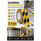 ArtMaster Merdiven Kaydırmaz Bant Sarı Siyah 25mm 2 Adet Mas Güvenlik Uyarı Bandı 15 Metre 2.5 Cm Yapışkanlı Basamak Mermer Beton