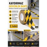 ArtMaster Merdiven Kaydırmaz Bant Sarı Siyah 25MM 2 Adet Mas Güvenlik Uyarı Bandı 5 Metre 2.5 cm Yapışkanlı Basamak Mermer Beton - Sarı - Siyah - 25mm x 5 metre - Standart
