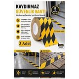 ArtMaster Merdiven Kaydırmaz Bant Sarı Siyah 25mm 3 Adet Mas Güvenlik Uyarı Bandı 5 Metre 2.5 Cm Yapışkanlı Basamak Mermer Beton
