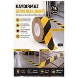 ArtMaster Merdiven Kaydırmaz Bant Sarı Siyah 50mm 1 Adet Mas Güvenlik Uyarı Bandı 15 Metre 5 Cm Yapışkanlı Basamak Mermer Beton