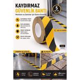 ArtMaster Merdiven Kaydırmaz Bant Sarı Siyah 50MM 1 Adet Mas Güvenlik Uyarı Bandı 5 Metre 5 cm Yapışkanlı Basamak Mermer Beton - Sarı - Siyah - 50mm x 5 metre - Standart