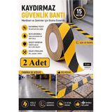 ArtMaster Merdiven Kaydırmaz Bant Sarı Siyah 50MM 2 Adet Mas Güvenlik Uyarı Bandı 15 Metre 5 cm Yapışkanlı Basamak Mermer Beton - Sarı - Siyah - 50mm x 15 metre - Standart