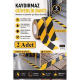 ArtMaster Merdiven Kaydırmaz Bant Sarı Siyah 50MM 2 Adet Mas Güvenlik Uyarı Bandı 5 Metre 5 cm Yapışkanlı Basamak Mermer Beton - Sarı - Siyah - 50mm x 5 metre - Standart