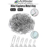 ArtMaster Metal Ataç 25MM 500 Lü 1 Paket Nikel Kaplama 15 Sayfa Kapasiteli Metal Ataş Ofis Okul Büro Dayanıklı Paslanmaz - Gümüş - Standart