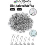 ArtMaster Metal Büyük Ataş 70 mm 50 Li 1 Paket Nikel Kaplama 55 Sayfa Kapasiteli Metal Ataş Ofis Okul Büro Dayanıklı Paslanmaz - Gümüş - 70mm