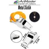 ArtMaster Metal Düdük 1 Adet Ipli Paslanmaz Metal Kaliteli Deprem Düdügü Hakem Bekçi Can Kurtaran Düdük Yüksek Desibeli - Gümüş - Gri - Standart