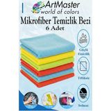 ArtMaster Mikrofiber Temizlik Bezi 6 Adet Renkli Mikrofiber Bez 40X40CM Mutfak Bezi Kurulama Bezi Cam Bezi Leke Tutmaz Iz Bırakmaz - Standart