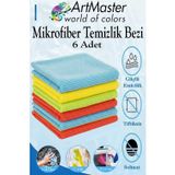 ArtMaster Mikrofiber Temizlik Bezi 6 Adet Renkli Mikrofiber Bez 40x40cm Mutfak Bezi Kurulama Bezi Cam Bezi Leke Tutmaz İz Bırakmaz