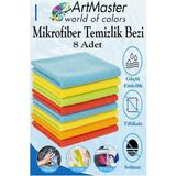 ArtMaster Mikrofiber Temizlik Bezi 8 Adet Renkli Mikrofiber Bez 40X40CM Mutfak Bezi Kurulama Bezi Cam Bezi Leke Tutmaz Iz Bırakmaz - Standart