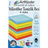 ArtMaster Mikrofiber Temizlik Bezi 8 Adet Renkli Mikrofiber Bez 40x40cm Mutfak Bezi Kurulama Bezi Cam Bezi Leke Tutmaz İz Bırakmaz