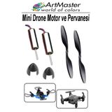 Artmaster Mini Drone Motor Ve Pervanesi 2 Adet Dc Motor Yüksek Hızlı Çekirdeksiz Pervane Kanatı Helikopter Uça