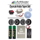 Artmaster Oyuncak Araba Yapım Seti 1 Paket Okul Deney Dc Motor Çark Dişli Plastik Tekerlek 2 Adet Metal Şaft P