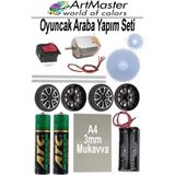 ArtMaster Oyuncak Araba Yapım Seti 1 Paket Okul Deney Dc Motor Çark Dişli Plastik Tekerlek 2 Adet Metal Şaft Proje Deney Seti - Beyaz - 28 mm - Standart