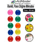 ArtMaster Pano Düğmesi Mıknatısı Renkli 10 Lu 1 Paket Buzdolabı Dekorasyon Manyetik Yuvarlak Mıknatıs Hobi Etkinlik Plastik Kaplı - 3 cm - Standart