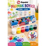 ArtMaster Parmak Boya 6 Renk 1 Adet Fix Point 25 ml 6 Lı Parmak Boyası Resim Dersi Su Bazlı Resim Okul Öncesi Kreş Anasınıfı - Çok Renkli - Standart