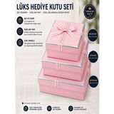 ArtMaster Pembe Hediye Kutusu 3 Lü 1 Paket K-1148 Boş Hediye Kutusu 3 Lü Sevgiliye Özel Kurdelalı Kutu Karton Kutu Hatıra Kutusu - Standart