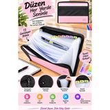 ArtMaster Pembe Körüklü Dosya 13 Bölmeli Fermuarlı 1 Adet Stilo Kaliteli A4 Akardiyon Dosya Düzenleyici 13 Cepli Dosya Belge - Standart