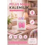 ArtMaster Pembe Masaüstü Peluş Kalemlik 1 Adet PP-283 Renkli Masa Üstü Kalemlik Düzenleyici Plastik Ofis Büro Ev Çalışma Masası - 7,5x7,5x11 - Standart