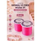 ArtMaster Pembe Misina Ipi 0.5mm 10 Metre 2 Adet Esnek Boncuk Takı Dizme Ipi Elastik Ip Bileklik Aksesuar Lastiği Yuvarlak Elyaf - Standart