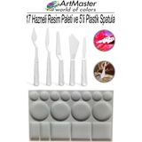 ArtMaster Plastik 17 Hazneli Resim Paleti ve 5 Li Plastik Spatula Seti 1 Paket Sanatsal Ressam Paleti Plastik Palet Bıçağı - Standart - Beyaz