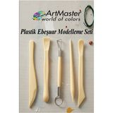 ArtMaster Plastik Ebeşuar Modelleme Seti 5 Li 1 Paket Plastik Kil Seramik Oyma Modelleme Modelaj Seti Heykel Oyma - Natural