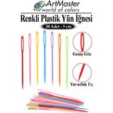 ArtMaster Plastik Yün Iğnesi Renkli 30 Adet 9 cm Dikiş Iğnesi Plastik Iğne Iplik Iğnesi Dokuma Iğnesi Örgü Dikme Dikiş - Standart