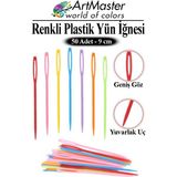 ArtMaster Plastik Yün Iğnesi Renkli 50 Adet 9 cm Dikiş Iğnesi Plastik Iğne Iplik Iğnesi Dokuma Iğnesi Örgü Dikme Dikiş - Standart