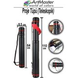 ArtMaster Proje Tüpü Dar Siyah 1 Adet Teleskopik Bazuka Iki Kademeli Proje Tüpü Teknik Çizim Çantası Çift Kademeli - 8,5x64x110cm - Standart