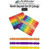 ArtMaster Renkli Dil Çubuğu Geçmeli Dar 50 Li 1 Paket Ahşap Çubuk Çentikli Eklemeli Renkli Tırtıklı Dondurma Çubuğu - Standart
