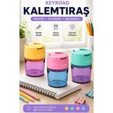 ArtMaster Renkli Kalemtraş 3 Adet Keyroad KR-972410 Hazneli Çift Bıçaklı Kalem Açacağı Plastik Kalemtıraş Kalem Traş Okul Sınıf - Çok Renkli - Standart