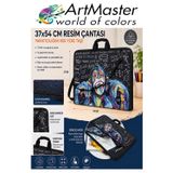 ArtMaster Resim Çantası Desenli Kumaş 37x54 cm 1 Adet Art01 Teknik Resim Dosya Çantası 35x50 cm Askılı Proje Çantası Fermuarlı